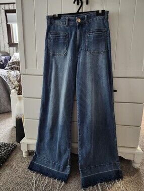 H&M Womens High Rise Wide-Leg Denim Jeans  Sz 8